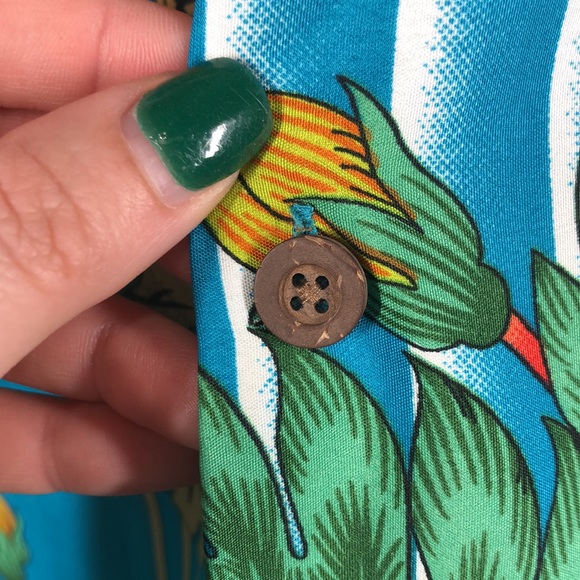 Lvish blue tropical button down shirt size 2XL - Picture 5 of 12